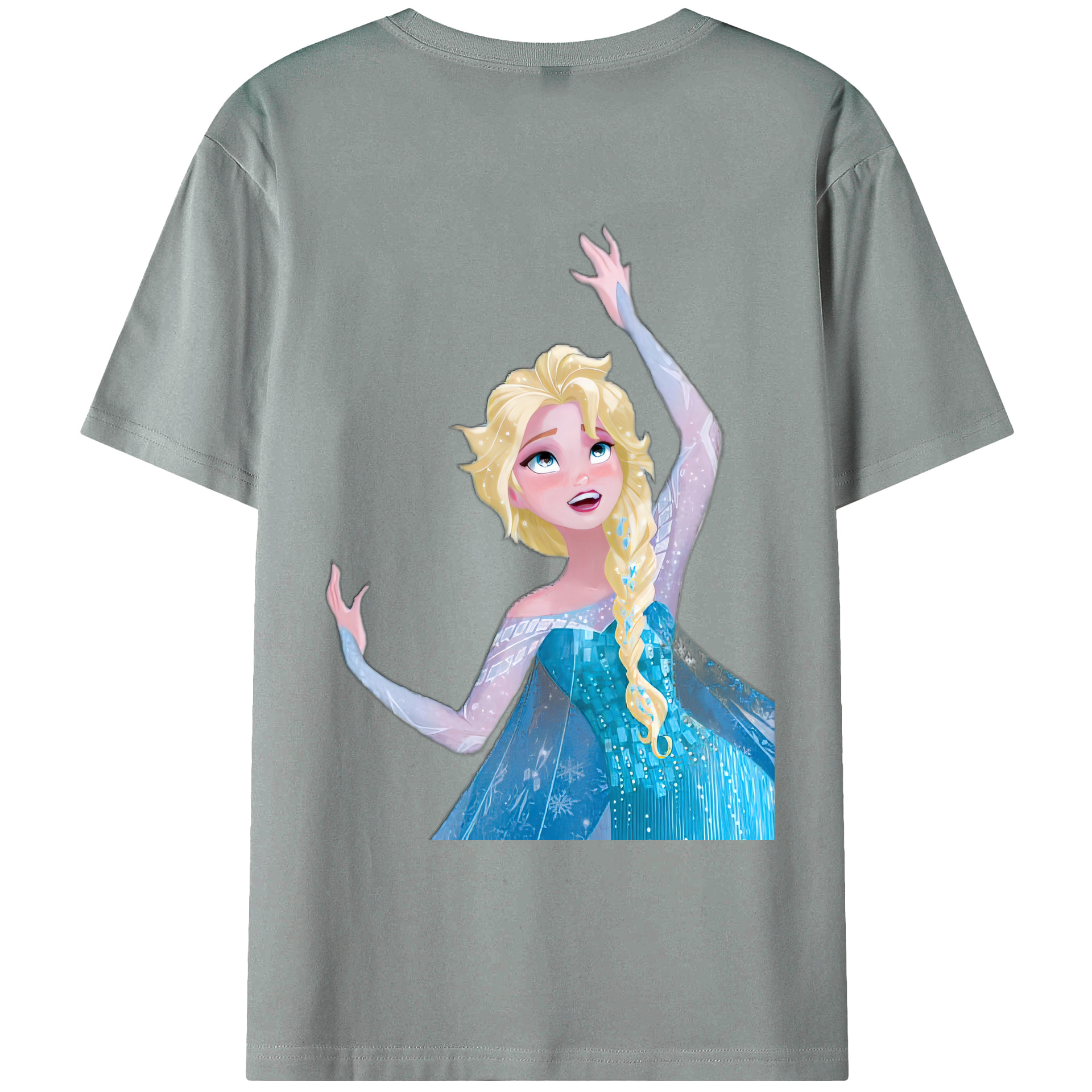 （画像用） アナと雪の女王 アンナ エルサ Frozen Anna Elsa 綿100％ メンズ半袖Tシャツ（バックプリント） 通気性